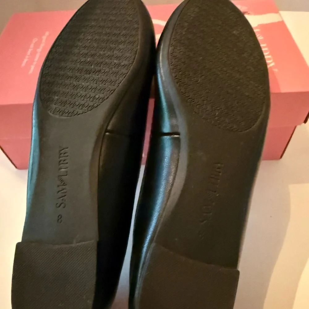 Sam & Libby Black Bow Detail Ballet Flats Women’s 8 NEW